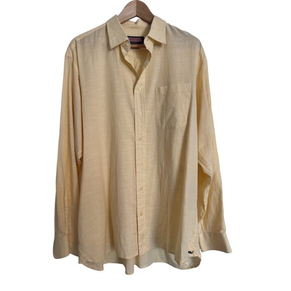 Vineyard Vines Greenwich Shirt Size Large Yellow Check Button Up Cotton Long Sle - Picture 8 of 8